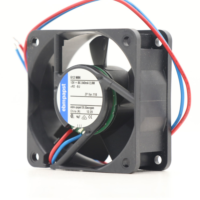 612NHH | ebm-papst 12V 2.9W DC Axial Fan for Electronics Cooling