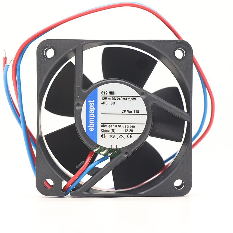 612NHH | ebm-papst 12V 2.9W DC Axial Fan for Electronics Cooling