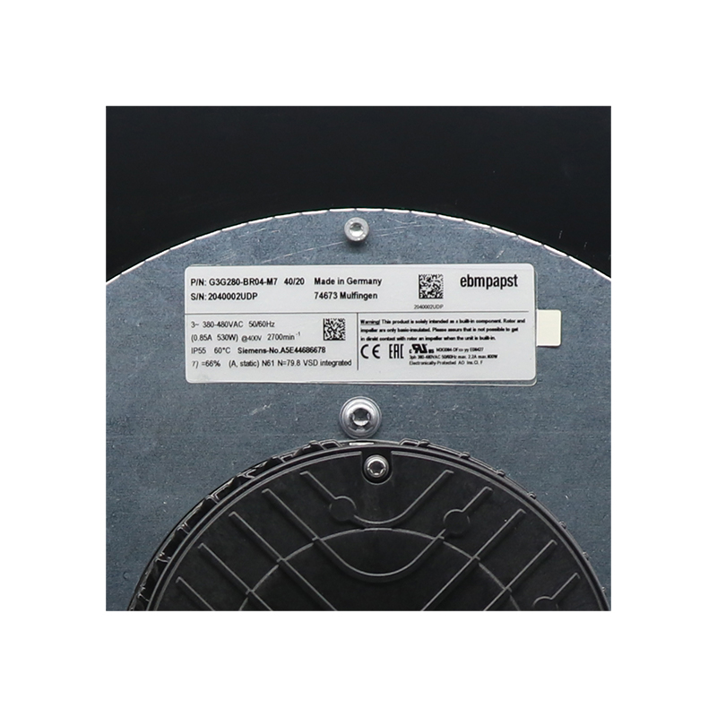 G3G280-BR04-M7 | ebm-papst 400V 530W EC Centrifugal Blower for Servo Motor Cooling